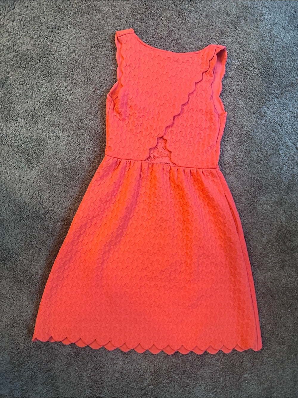 Maeve Coral Scoop-Neck Textured Mini Dress - Picture 4 of 9